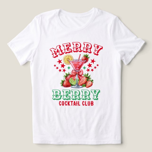 T-shirt En Tri-matière Merry Berry Christmas Strawberry Cocktail Club (Design Recto)