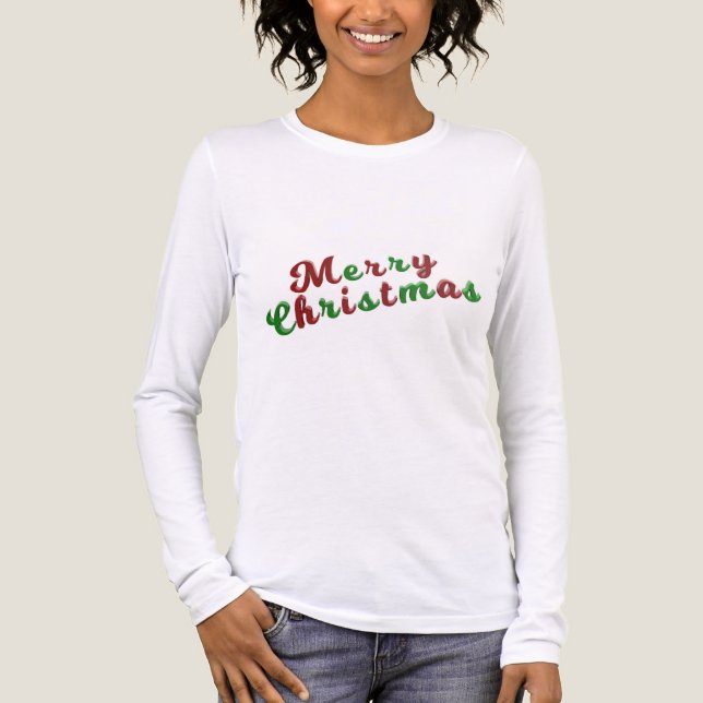 T-shirt En Tri-matière Merry Christmas, red and green holiday script, (Recto)