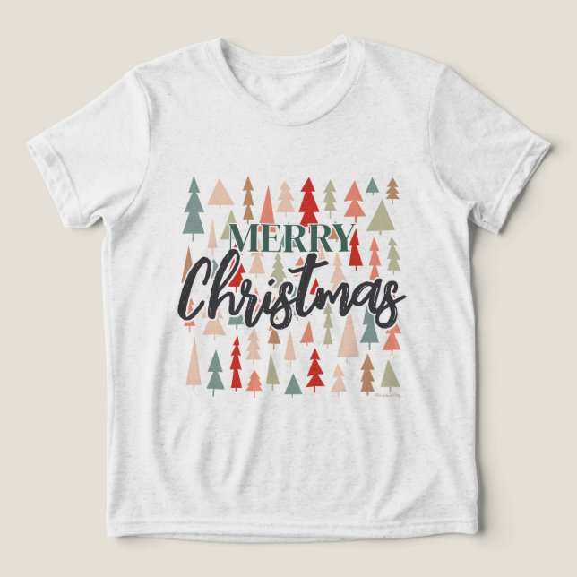 T-shirt En Tri-matière Merry Christmas Trees, Christmas Graphic tee (Design Recto)