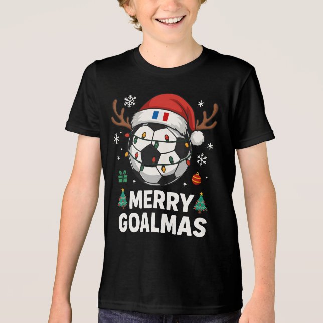 T-shirt En Tri-matière Merry Goalmas France - Funny Soccer Christmas (Recto)