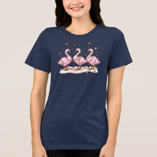 T-shirt En Tri-matière Merry Goose Escapade Pink Christmas Lights Gift