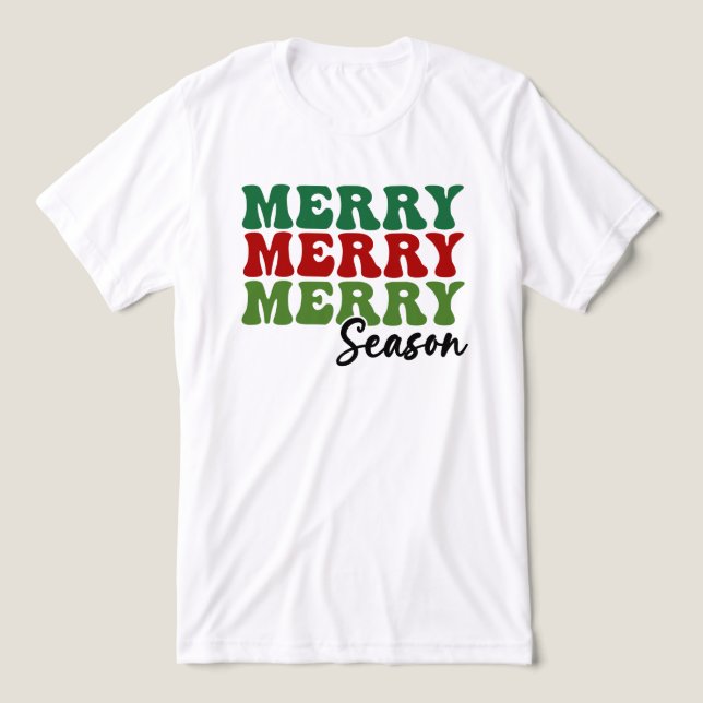 T-shirt En Tri-matière Merry Merry Merry Saison - Retro Holiday Art (Design Recto)