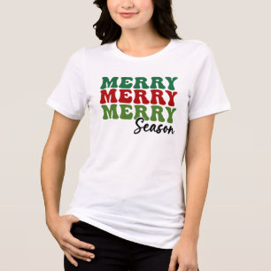 T-shirt En Tri-matière Merry Merry Merry Saison - Retro Holiday Art