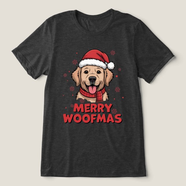 T-shirt En Tri-matière Merry Woofmas - Christmas with a Cute Santa Dog (Design Recto)