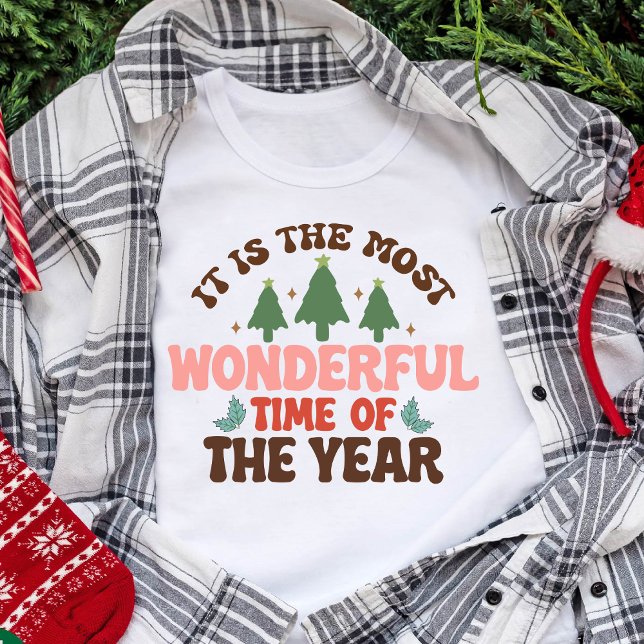 T-shirt En Tri-matière Merveilleux temps Retro Super vacances de Noël (Wonderful Time Retro Groovy Christmas Holidays T-Shirt)