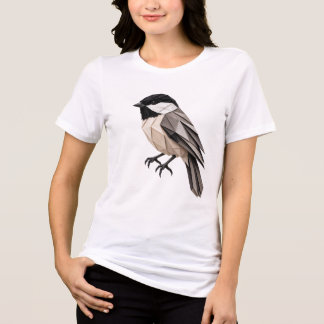 T-shirt En Tri-matière Mésange à tête noire en origami minimal en papier
