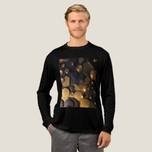 T-shirt En Tri-matière Métal géométrique Abstrait Mur Art - Or et Bl