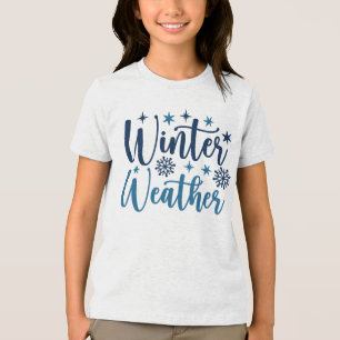 T-shirt En Tri-matière Météo d'hiver - Typographie des Fêtes Neiges
