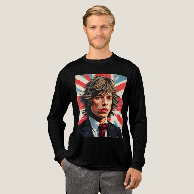 T-shirt En Tri-matière Mick Jagger Rolling Stones devant un Union Jac (Recto complet)