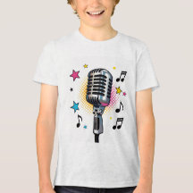Microphone pop avec des étoiles colorées et des no