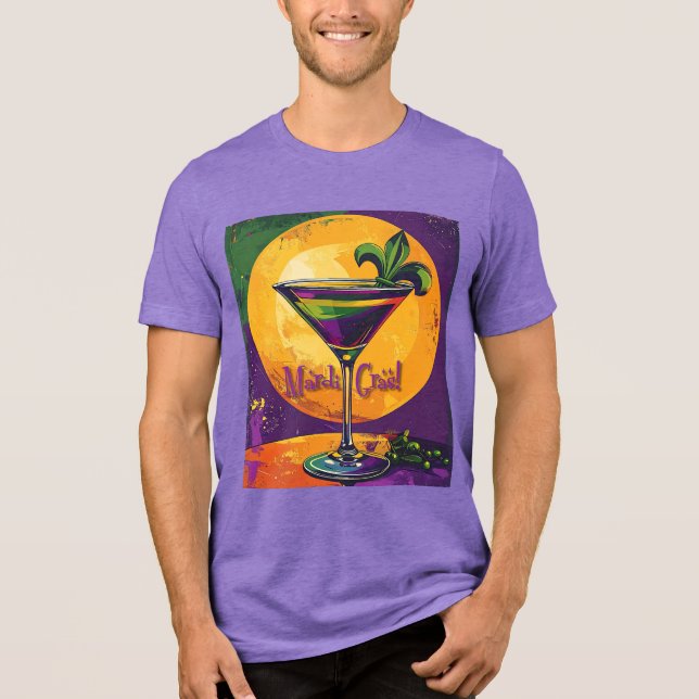 T-shirt En Tri-matière Mid Century Mardi Gras Sunset Fleur De Lis Martini (Recto)
