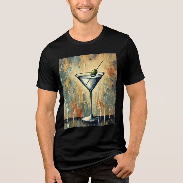 T-shirt En Tri-matière Mid Century Mixed Media Martini Art (Recto)