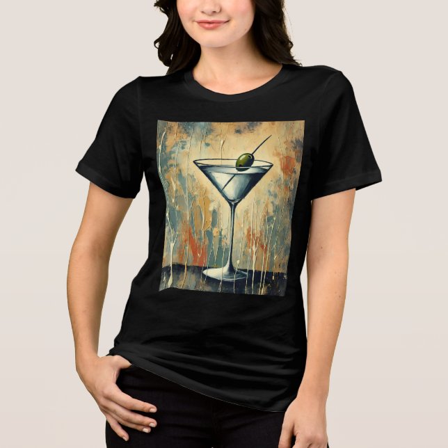 T-shirt En Tri-matière Mid Century Mixed Media Martini Art (Recto)
