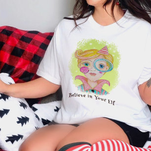 T-shirt En Tri-matière Mid Century Moderne Rétro Noël Elf Drôle Citation