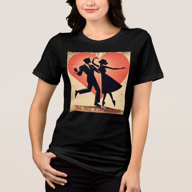 T-shirt En Tri-matière Mid Century moderne Valentine Dancing Couple (Recto)