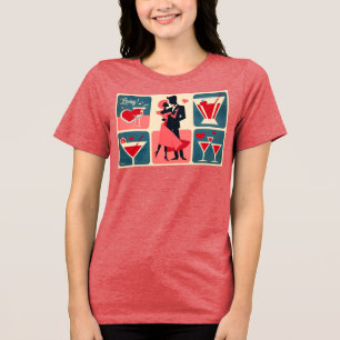 T-shirt En Tri-matière Mid Century moderne Valentine Dancing Couple