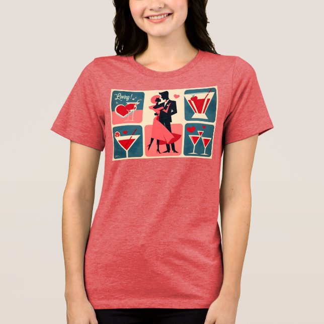 T-shirt En Tri-matière Mid Century moderne Valentine Dancing Couple (Recto)