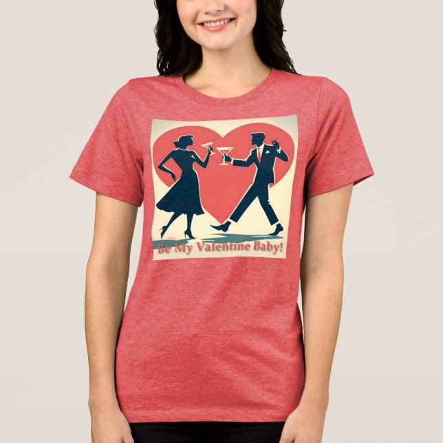 T-shirt En Tri-matière Mid Century Valentine Hip Martini Dancing Couple (Recto)