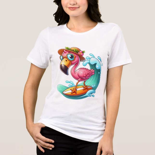T-shirt En Tri-matière +mignon amoureux flamand rose (Recto)