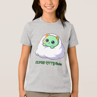 T-shirt En Tri-matière Mignon Chaton Menthe Kawaii dans un Nuage