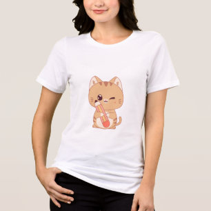 T-shirt En Tri-matière mignon étudiant en chat Conception amoureux des
