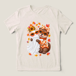 T-shirt En Tri-matière Mignon Fantôme de Loutre Halloween Automne
