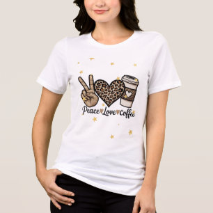 T-shirt En Tri-matière Mignon Paix Amour Café SVG - Paillettes et Léopard