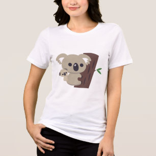 T-shirt En Tri-matière Mignonne Famille Mère Koala Ours Avec Bébé