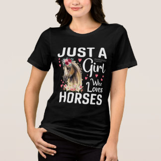 T-shirt En Tri-matière Mignonne fille aime les chevaux