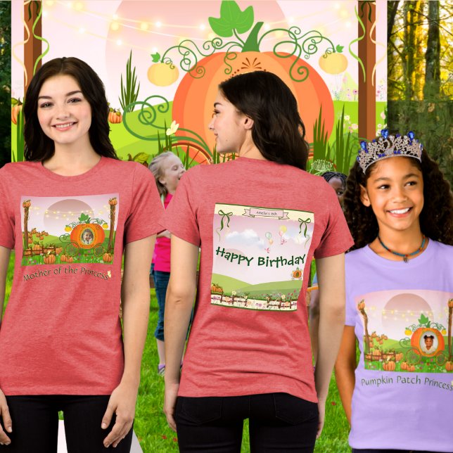 T-shirt En Tri-matière Mignonne "Mère de la Princesse" Anniversaire paren ("Mother of the Princess" parent's complimentary shirt for the "Pumpkin Patch Princess's" birthday)