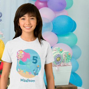 T-shirt En Tri-matière Mignonne Mermaid Beach Anniversaire Fête Personnal