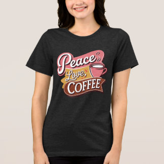T-shirt En Tri-matière Mignonne paix amour café mot art