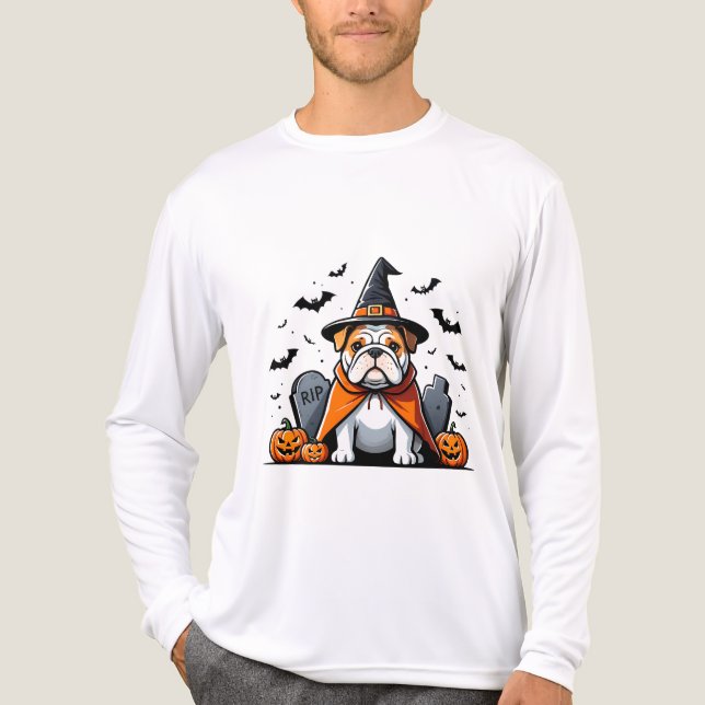 T-shirt En Tri-matière Mignonne T-Shirt d'Halloween Bulldog - Casquette d (Recto)