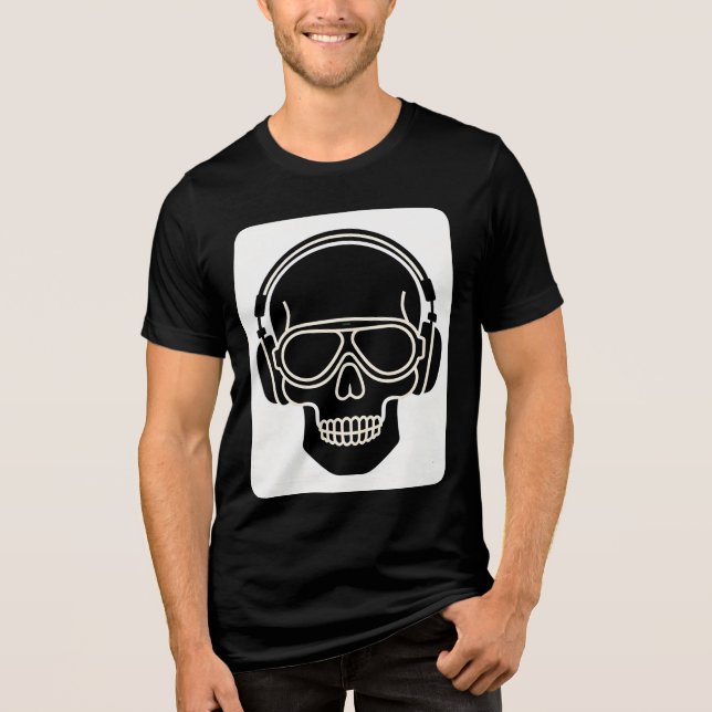 T-shirt En Tri-matière Minimal Headphones Head Silhouette T‑Shirt  (Recto)