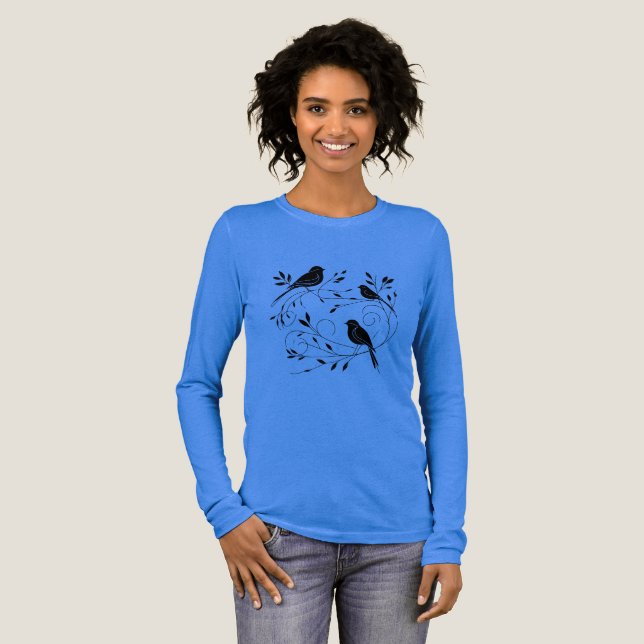 T-shirt En Tri-matière Minimalist Bird Silhouette Long Sleeve Tee (Recto complet)