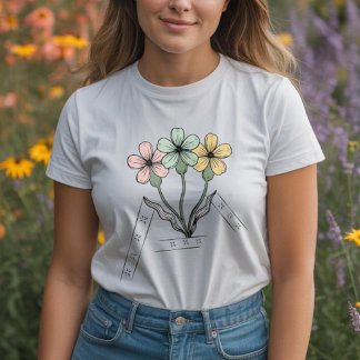 T-shirt En Tri-matière Minimalist lines with colorful flowers botanical