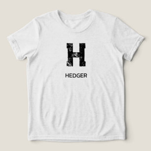 T-SHIRT EN TRI-MATIÈRE MINIMALISTE NOIR UNE LETTRE MONOGRAMME NOM BLANC
