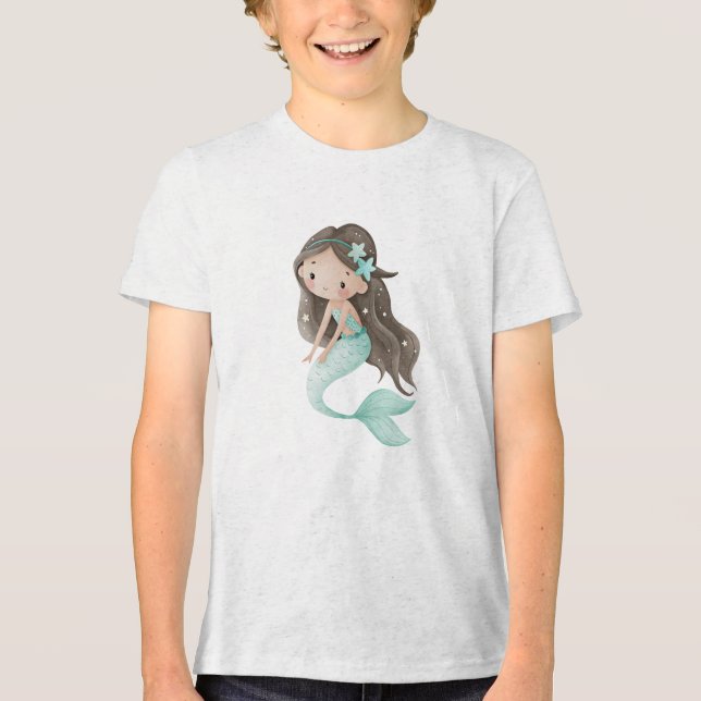 T-shirt En Tri-matière Mint Star Mermaid Watercolor (Recto)