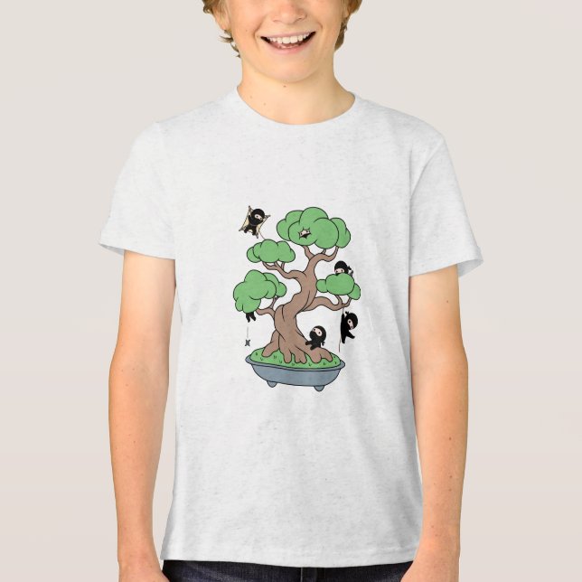T-shirt En Tri-matière Minuscules Ninjas dans l'arbre de Bonsai (Recto)