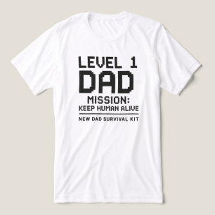 T-shirt En Tri-matière Mission Papa Niveau 1 Garder Humain En Vie Drôle G