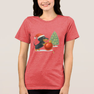T-shirt En Tri-matière Modern Dachshund Christmas Puppy  - Playful Design