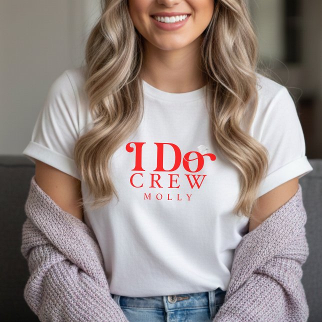 T-shirt En Tri-matière Modern I Do Crew Bold Red Bridesmaid (Get the crew together in style with this trendy "I Do Crew" design!)