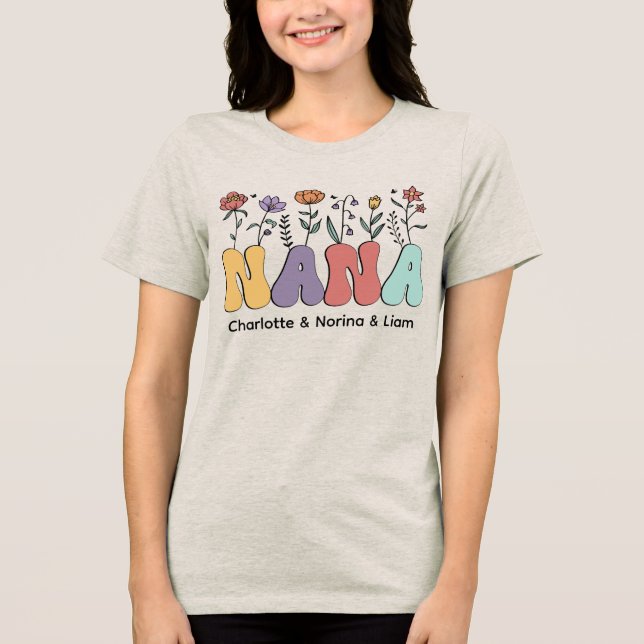 T-shirt En Tri-matière Modern & Trendy Nana Floral  Personalized Names (Recto)