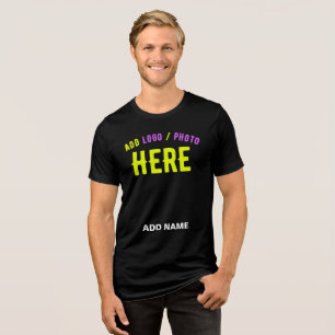 T-SHIRT EN TRI-MATIÈRE MODERNE ET MODERNE PERSONNALISABLE NOIR VÉRIFIÉ