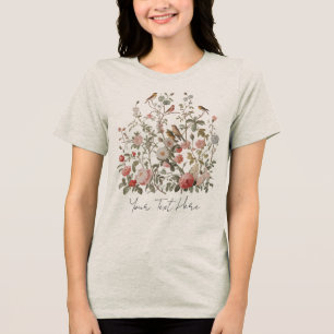 T-shirt En Tri-matière Moderne Personnalisé fleurs sauvages et oiseaux Vi
