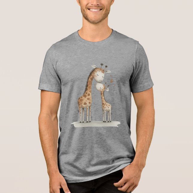T-shirt En Tri-matière Mom & Baby Giraffe Cute Illustration (Recto)
