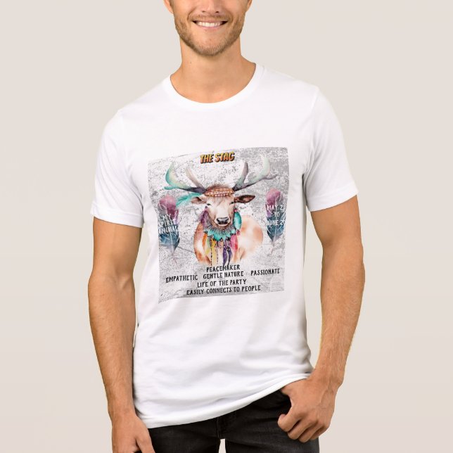 T-shirt En Tri-matière "Mon Animal Totem" Le Cerf Mai - Juin (Recto)