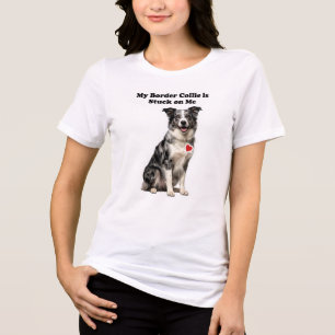 T-shirt En Tri-matière Mon Border Collie Merle Bleu est accroché à moi