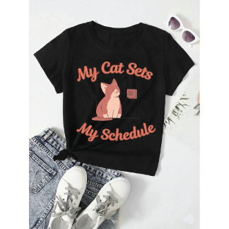 T-shirt En Tri-matière Mon chat définit mon emploi du temps | Humour drôl