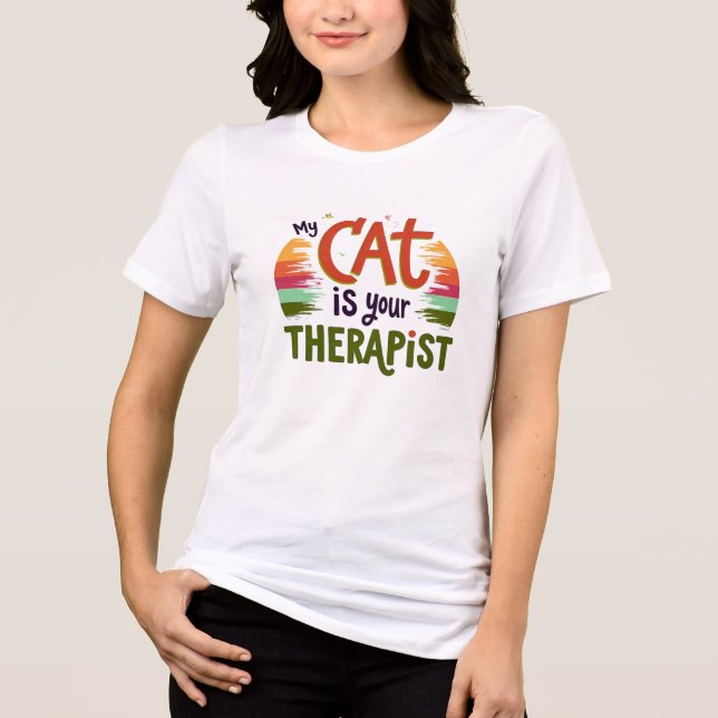 T-shirt En Tri-matière Mon chat est votre thérapeute - Funny Rainbow Cat (Recto)